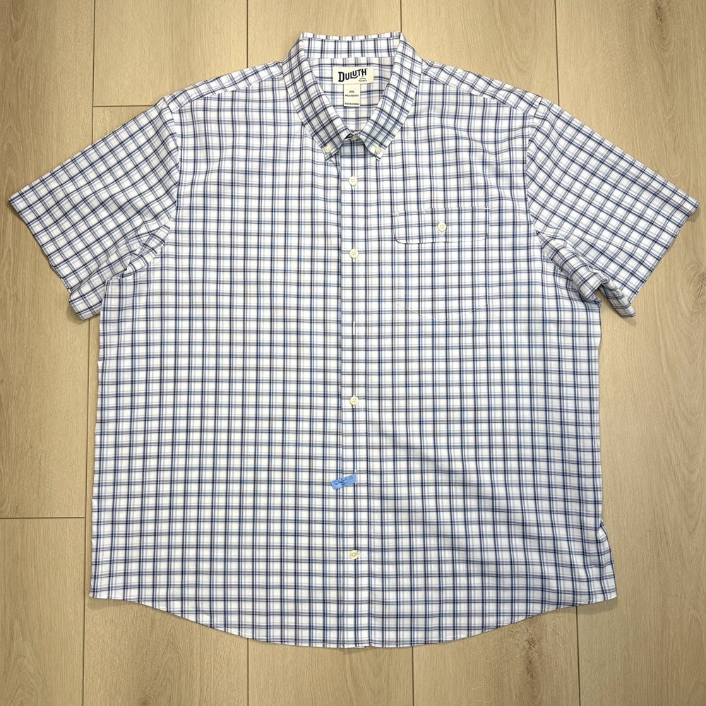 Duluth Trading Co Men's‎ Plaid Short Sleeve Button Down Shirt 2XL Relaxed Fit